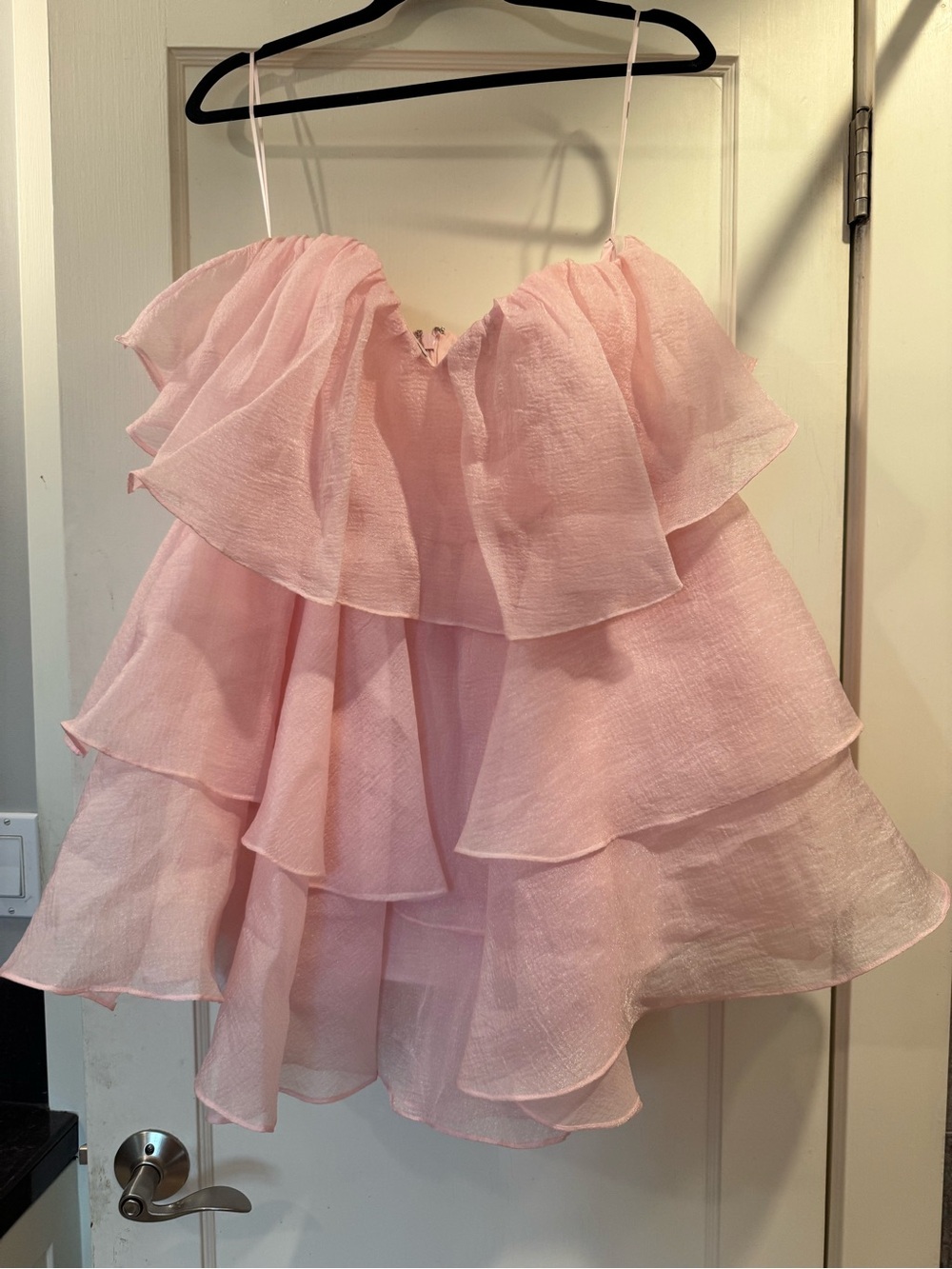 ASOS Pink Strapless Layered Ruffle Dress